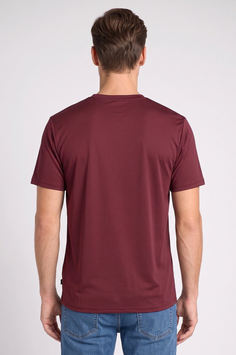 Men Crew Neck Short Sleeve Solid T-Shirt, Maroon