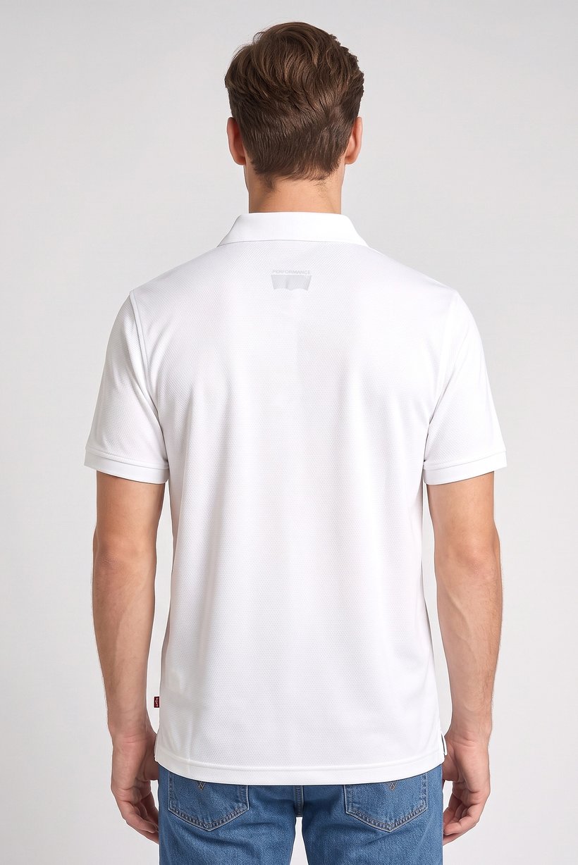 Men Regular Fit Textured Short Sleeve Polo Shirt, White