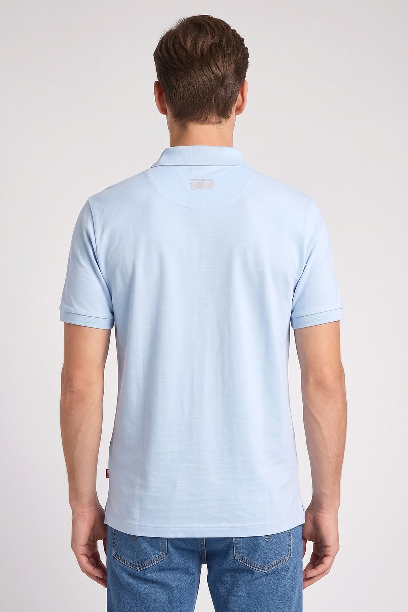 Men Regular Fit Short Sleeve Plain Polo Shirt, Light Blue