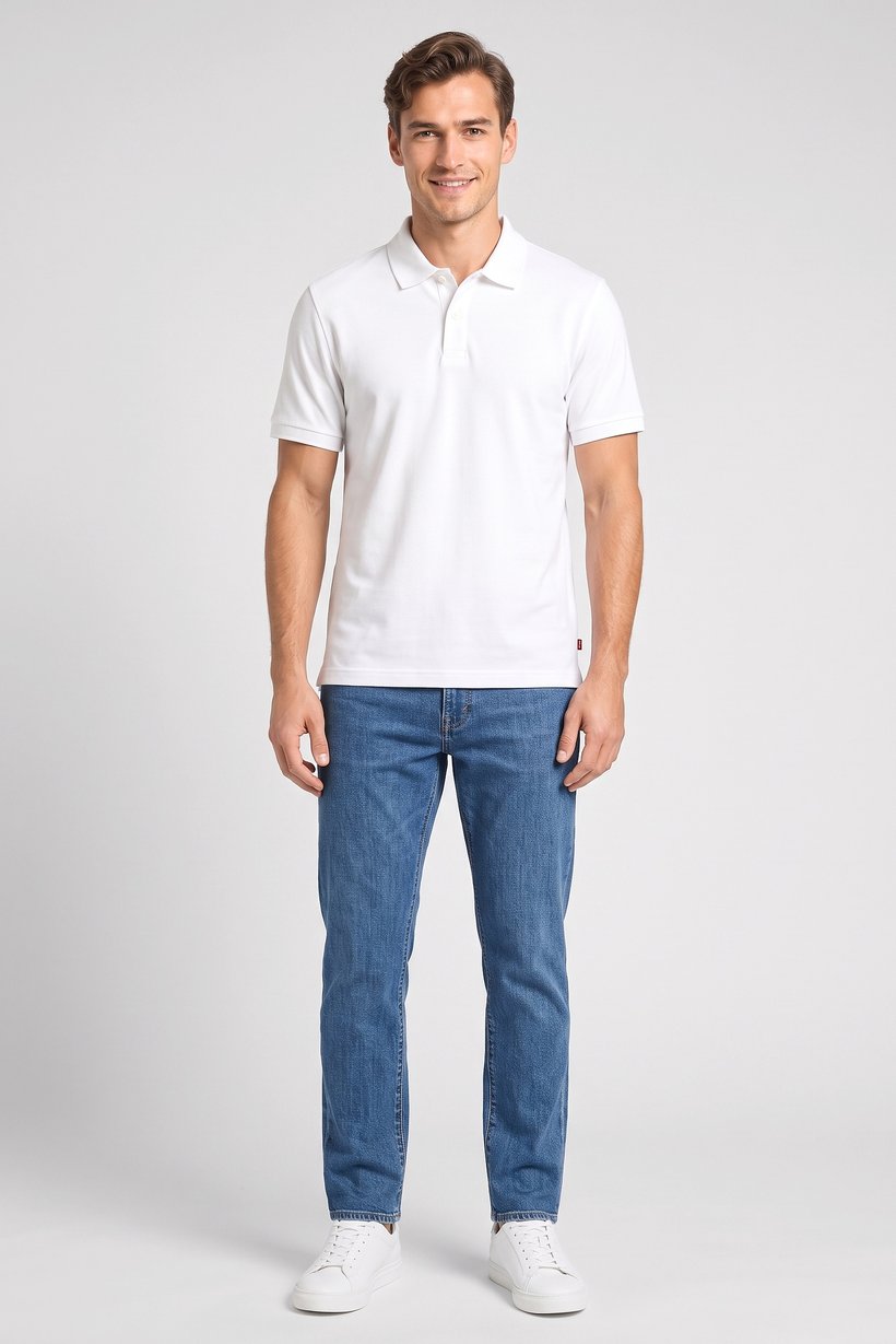 Men Regular Fit Plain Short Sleeve Polo Shirts, White