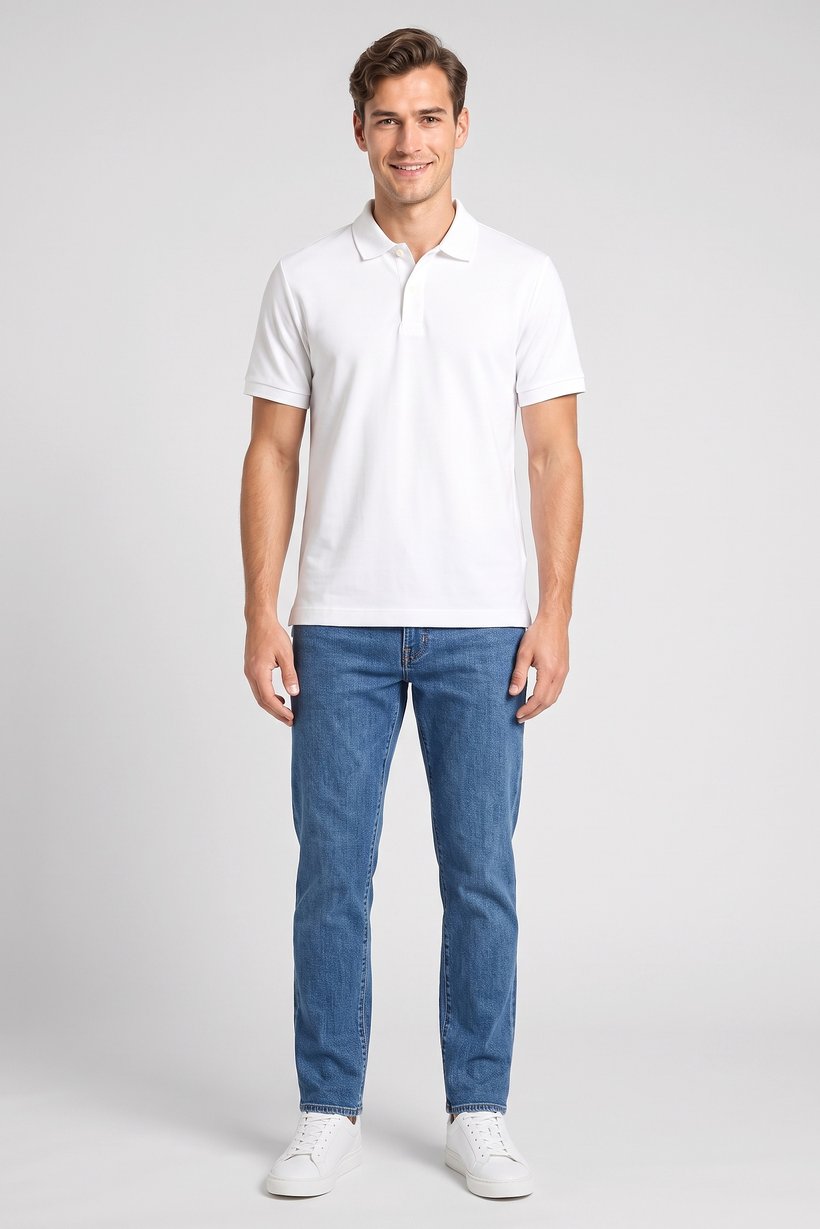 Men Regular Fit Plain Short Sleeve Polo Shirt, Off-White
