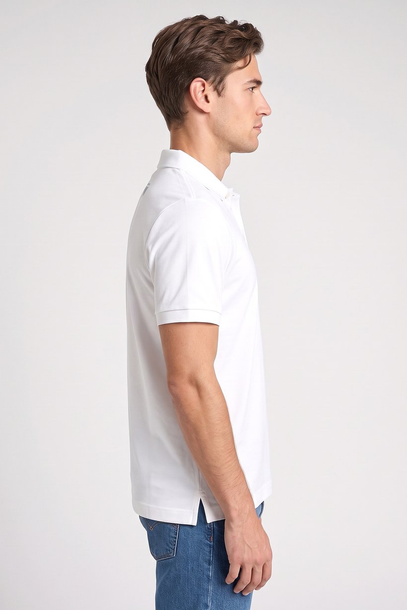 Men Regular Fit Plain Short Sleeve Polo Shirt, Off-White
