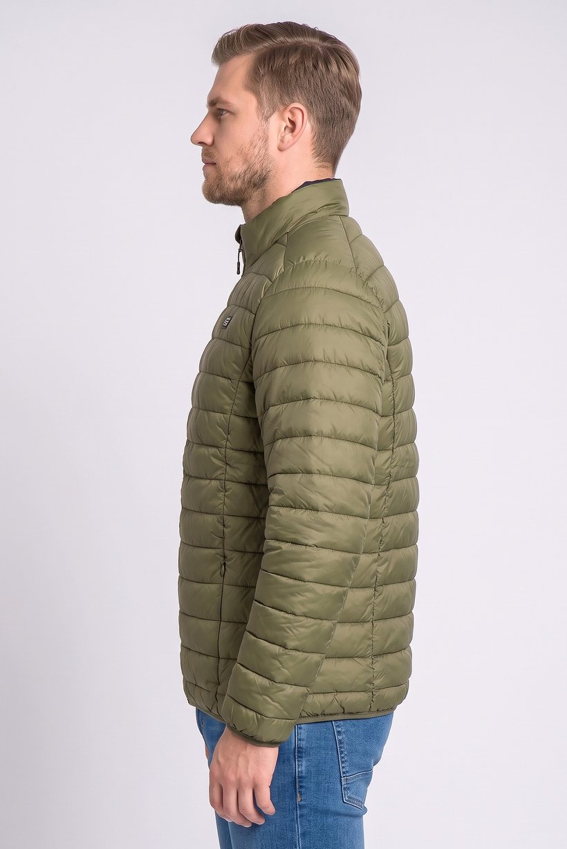 Men Quilted Puffer Jacket, Olive