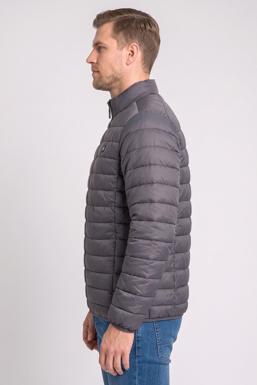 Men Quilted Puffer Jacket, Grey