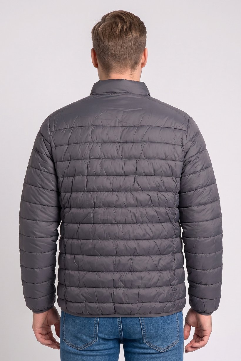Men Quilted Puffer Jacket, Grey