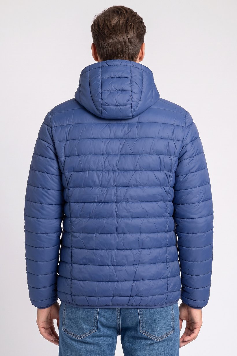 Men Quilted Puffer Jacket, Blue