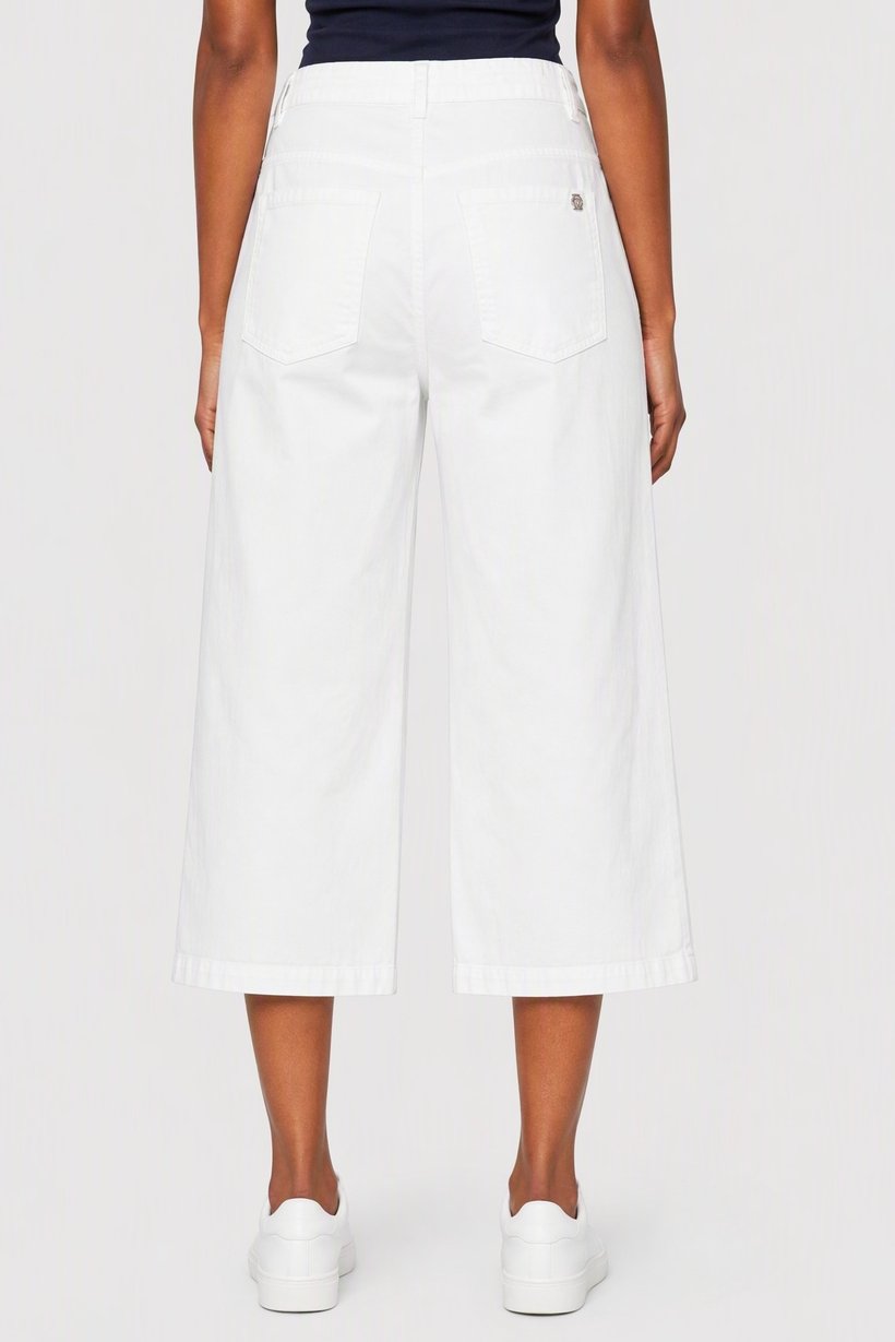 Women Regular Fit Solid Wide Leg Capri Pants, White