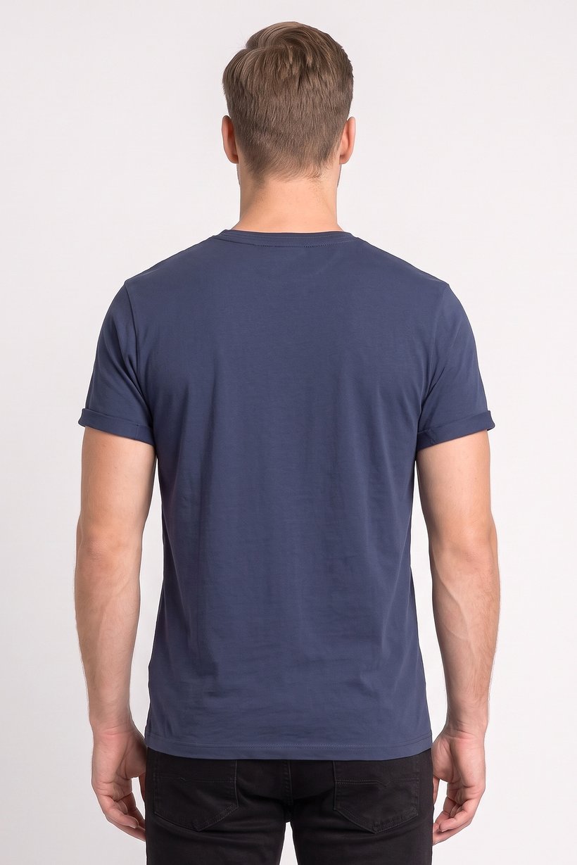 Men Crew Neck Short Sleeve Plain T-Shirt, Navy