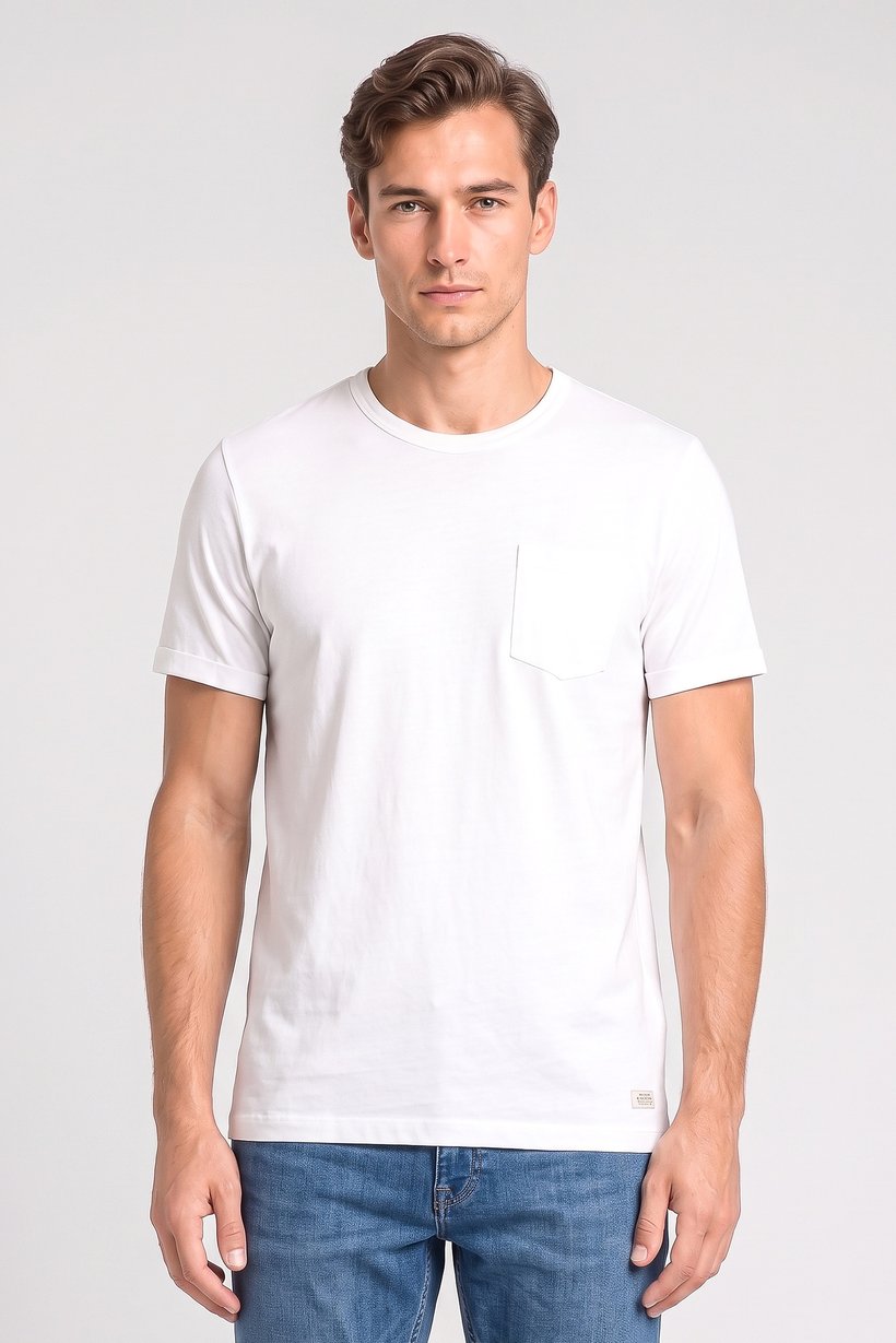 Men Crew Neck Short Sleeve Plain T-Shirt, White
