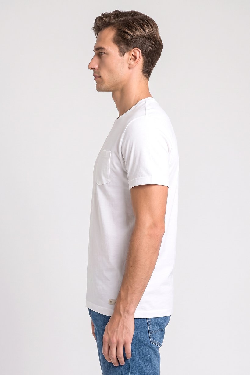 Men Crew Neck Short Sleeve Plain T-Shirt, White