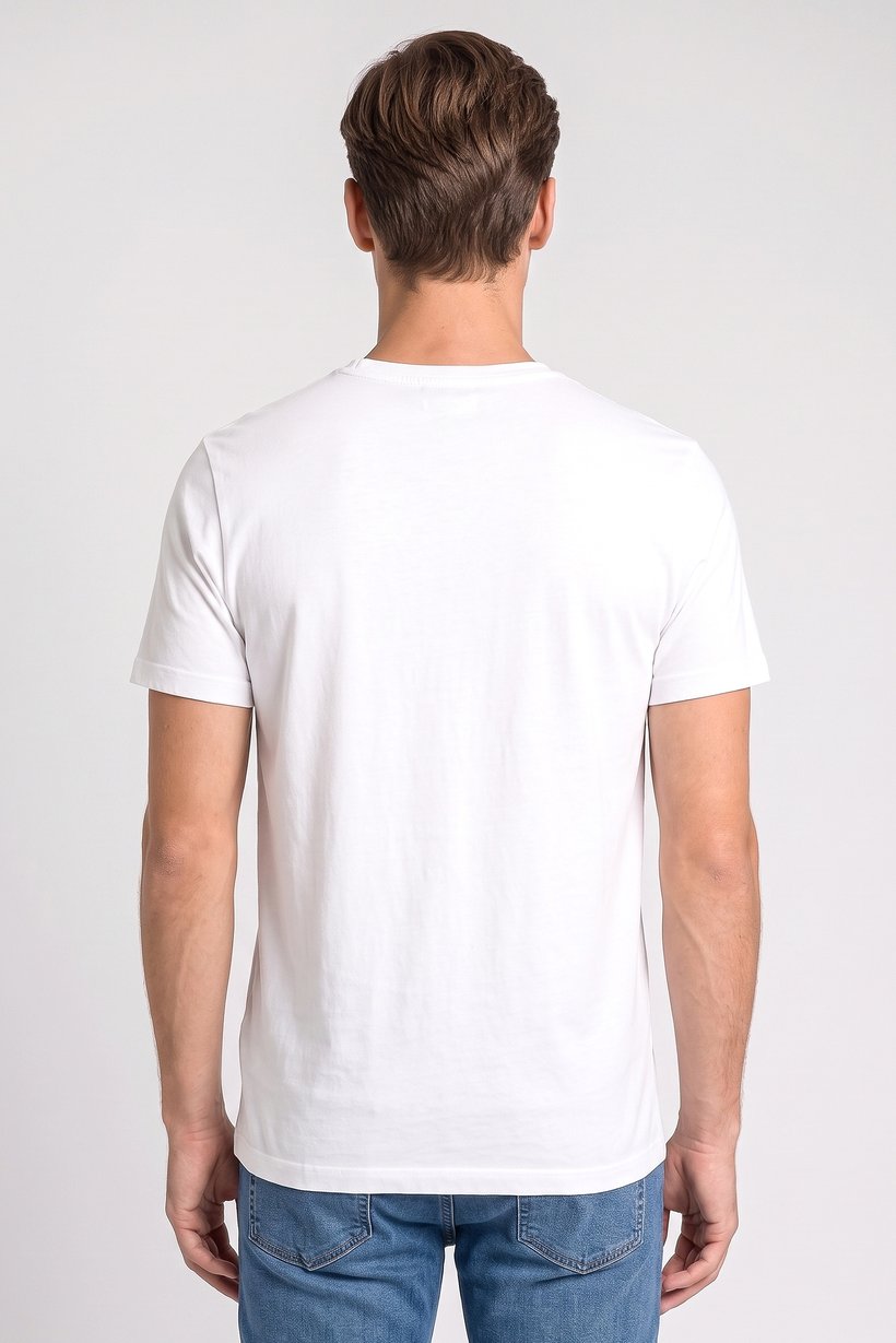 Men Crew Neck Short Sleeve Plain T-Shirt, White