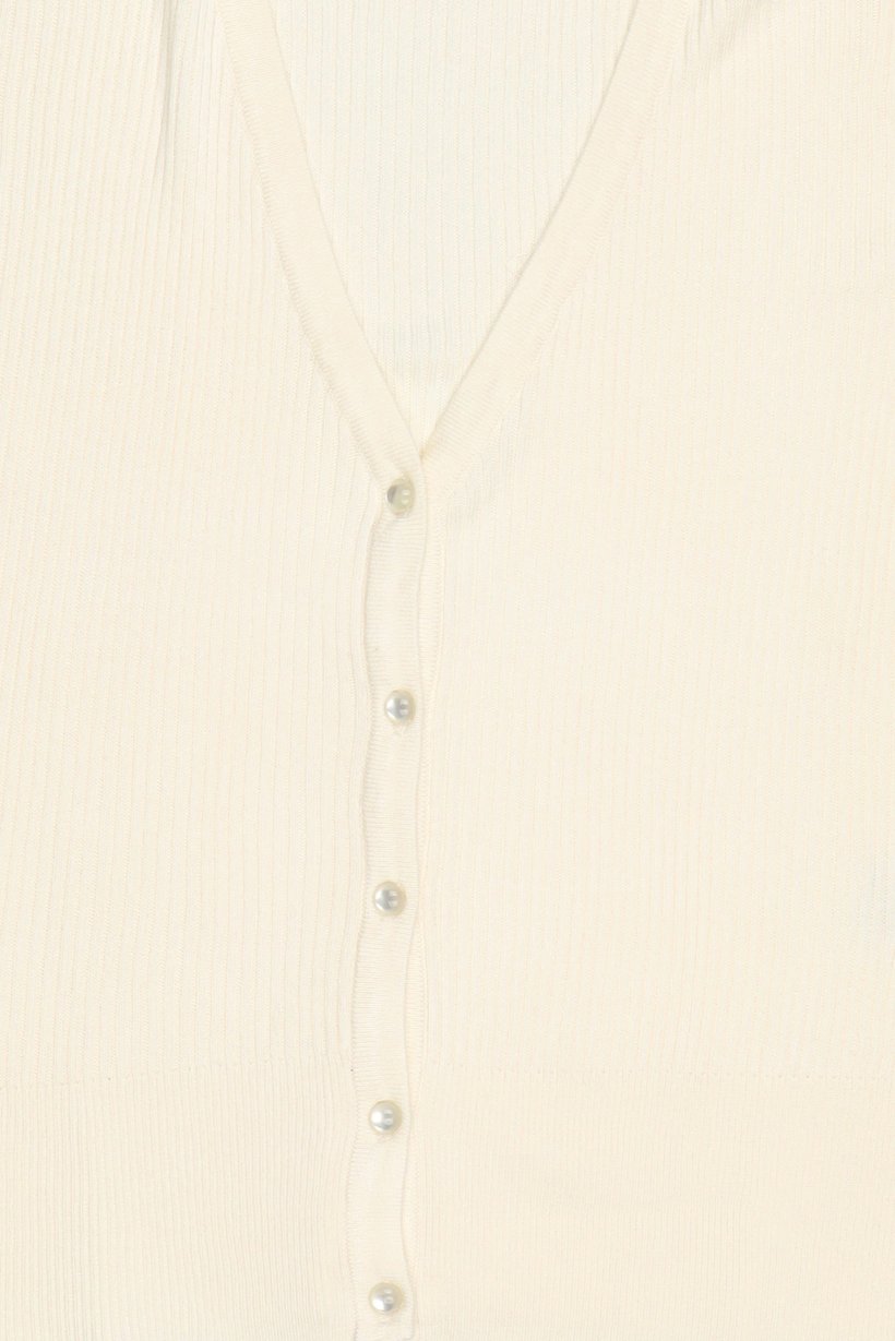 Women V-Neck Textured Cardigan, Cream