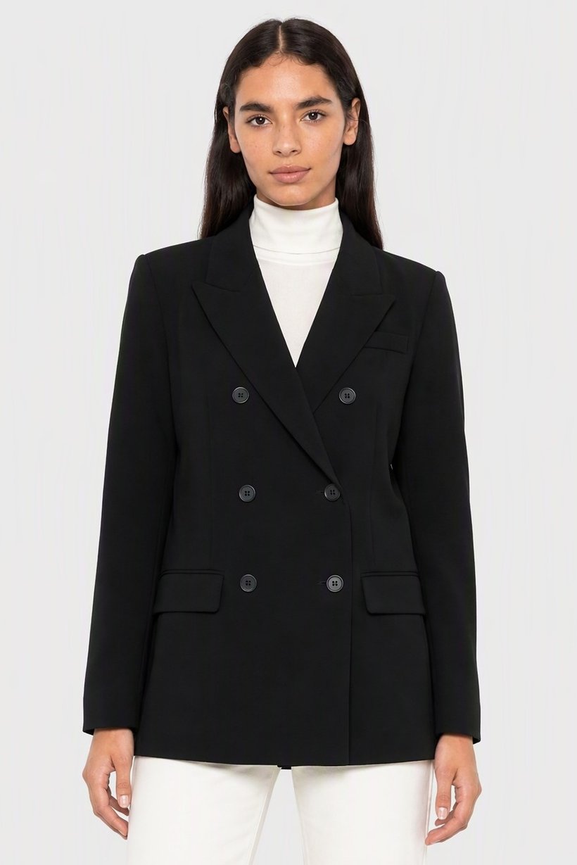 Women Regular Fit Solid Casual Blazer, Black