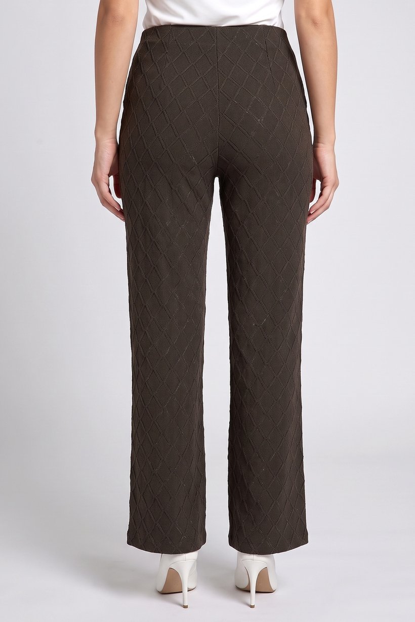 Women Regular Fit Diamond Pattern Flare Pants, Olive