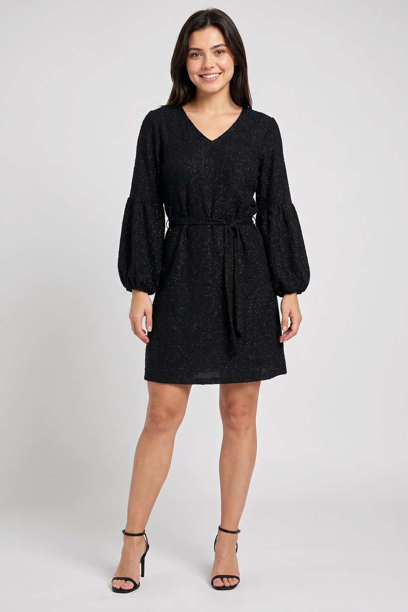 Women Metallic Sheath Dress, Black