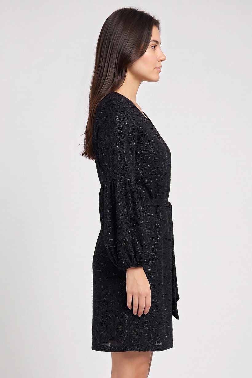 Women Metallic Sheath Dress, Black