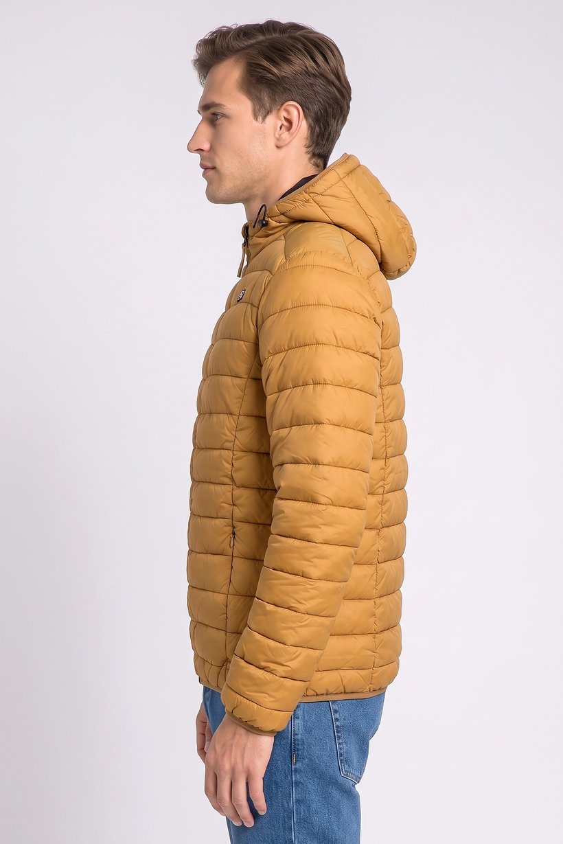 Men Quilted Puffer Jacket, Light Brown