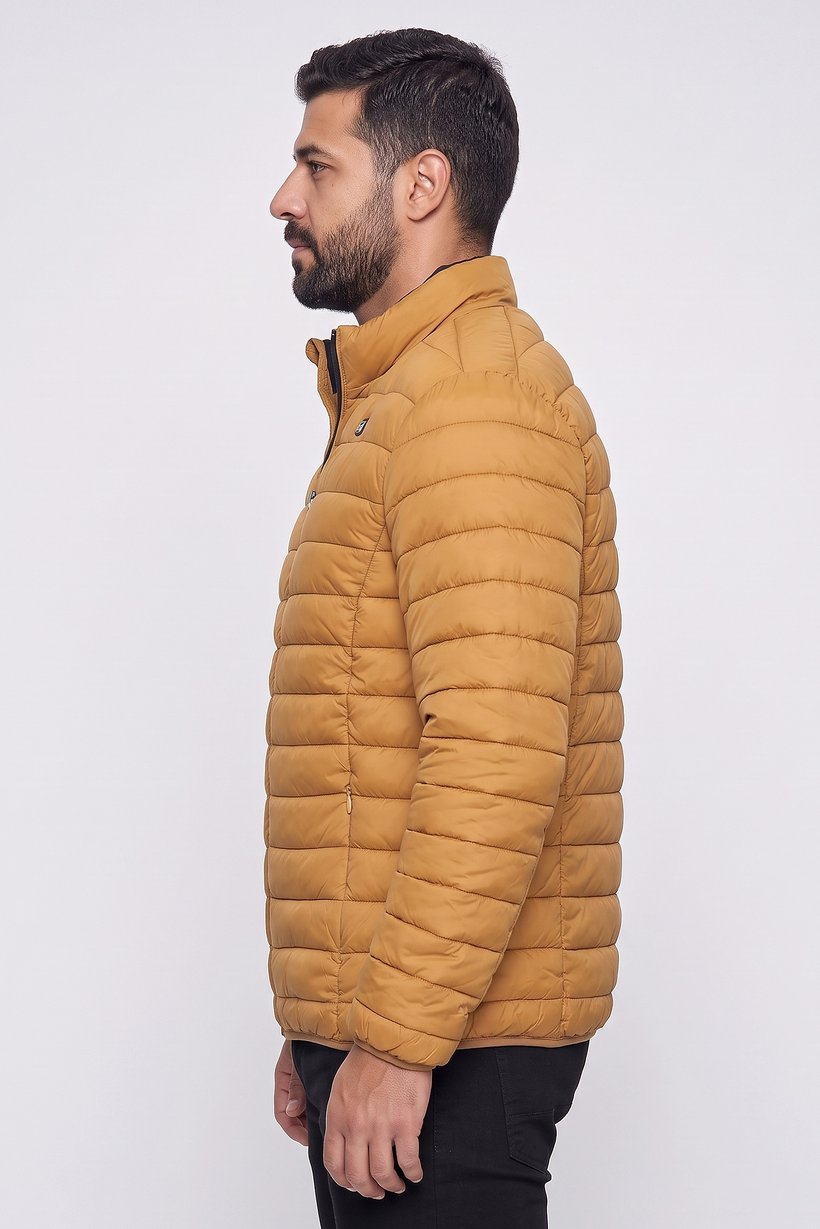 Men Quilted Puffer Jacket, Tan