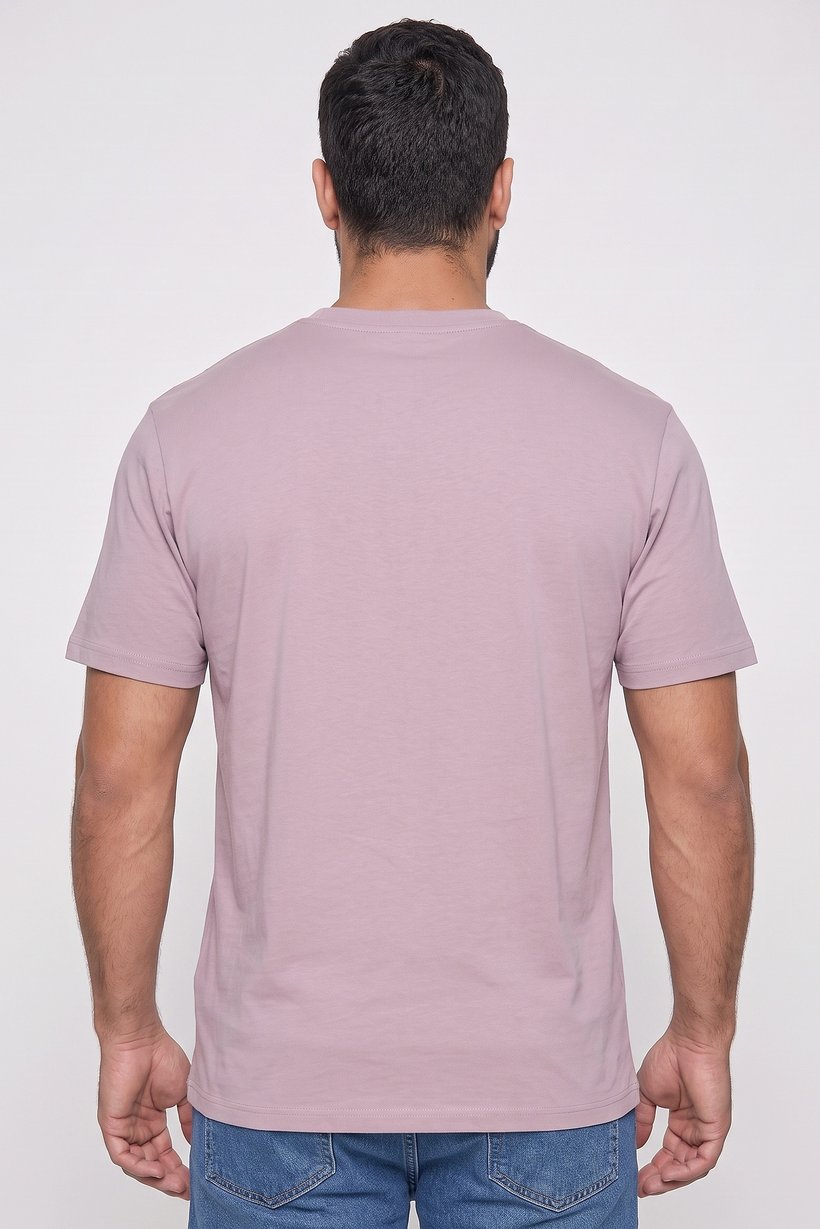 Men Crew Neck Short Sleeve Plain T-Shirt, Mauve