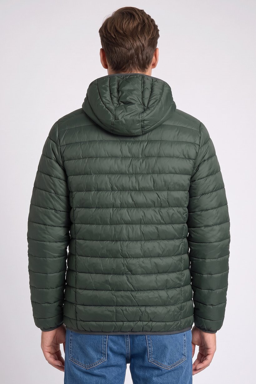 Men Quilted Puffer Jacket, Olive