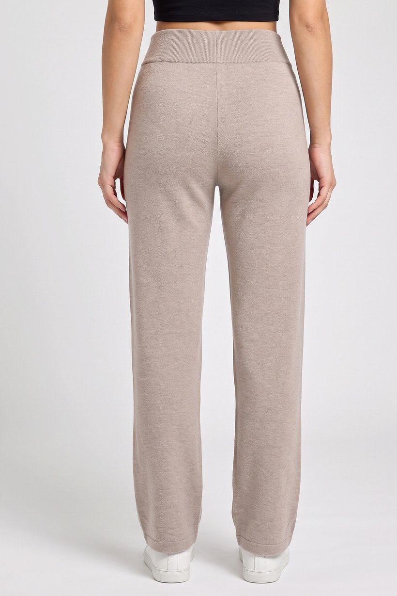 Women Regular Fit Solid Wide Leg Pants, Beige