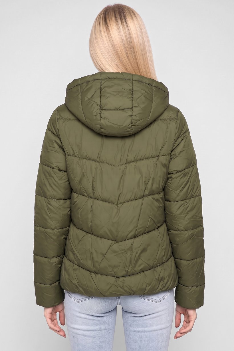 Women Quilted Puffer Jacket, Dark Olive