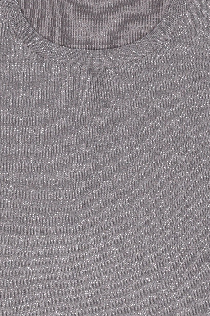 Women Round Neck Metallic Sweater, Grey