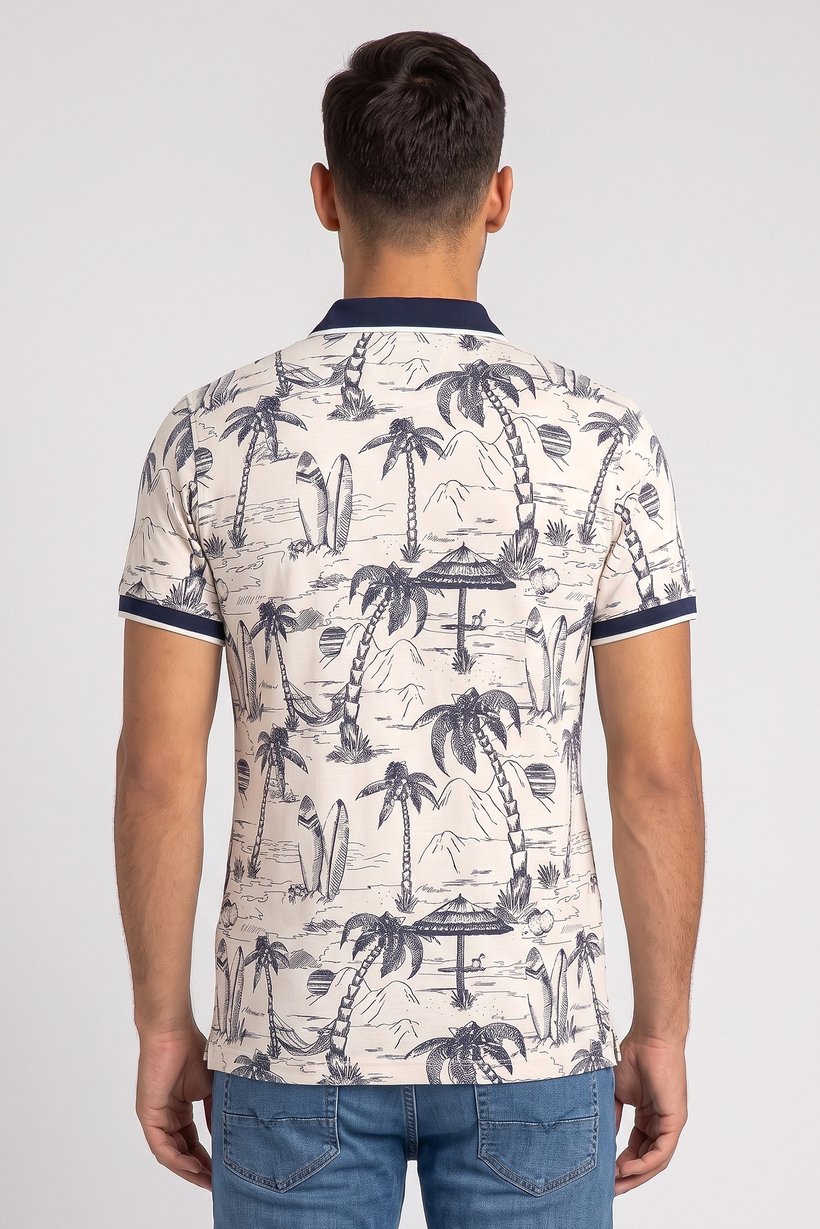 Men Regular Fit Short Sleeve Allover Print Polo, Multicolor