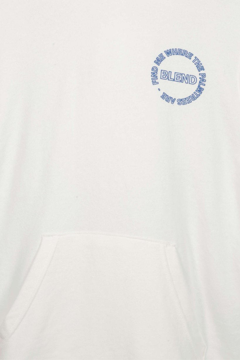 Men Brand Logo Long Sleeve Hoodie, White