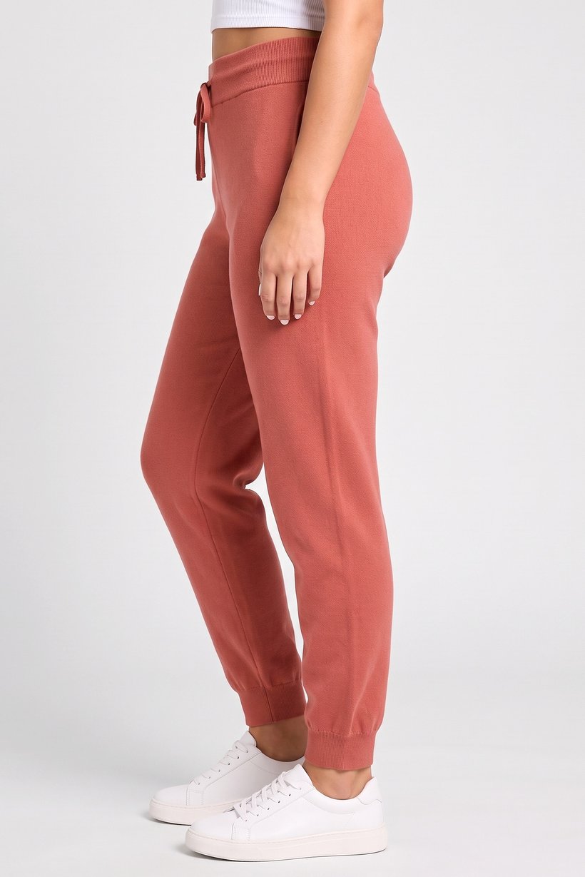 Women Regular Fit Textured Sweatpants, Rust