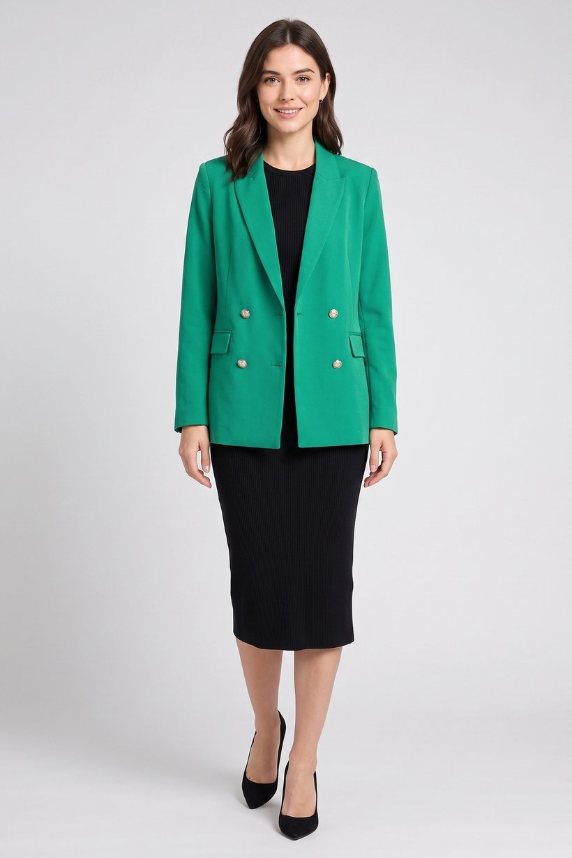 Women Regular Solid Casual Blazer, Green