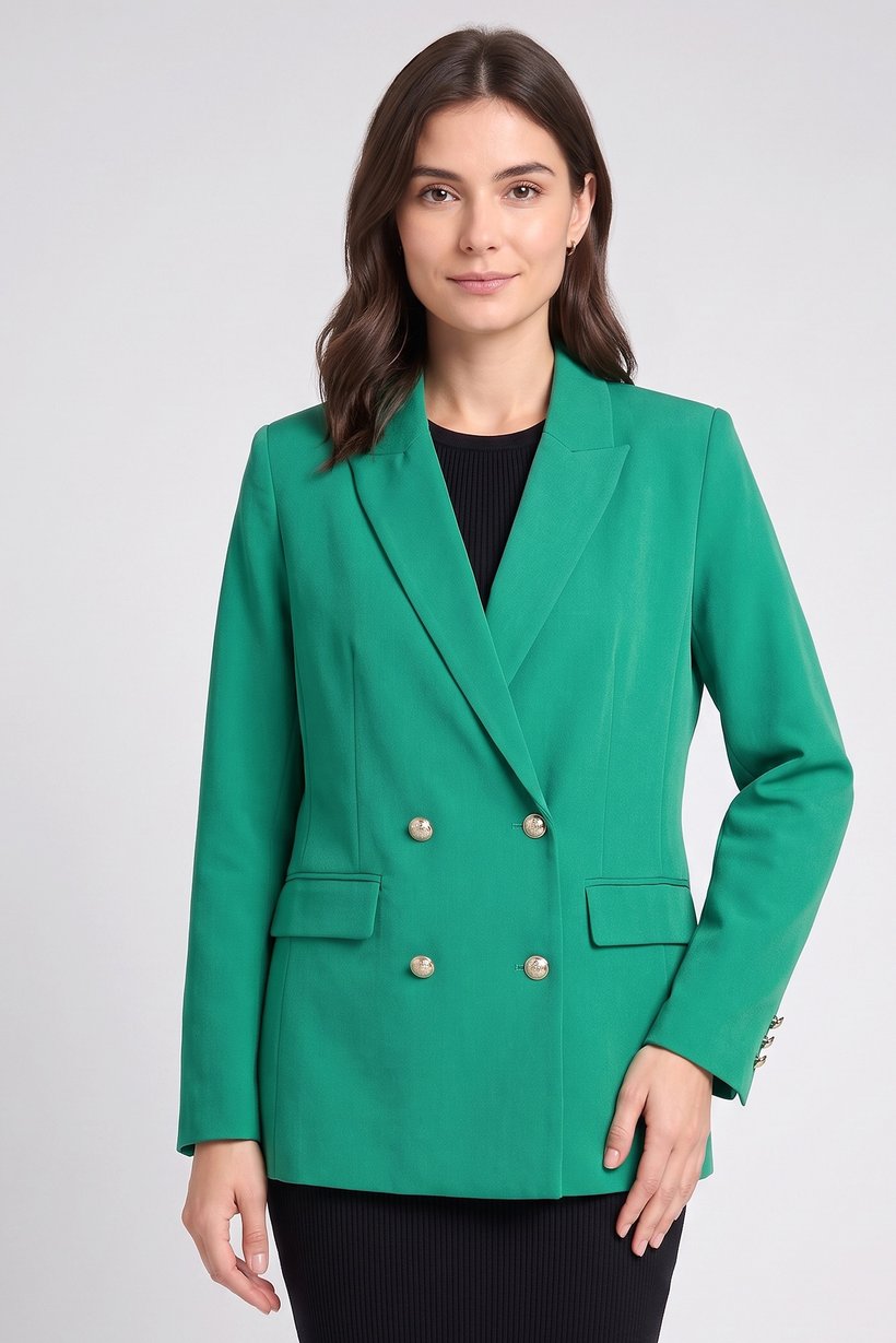 Women Regular Solid Casual Blazer, Green