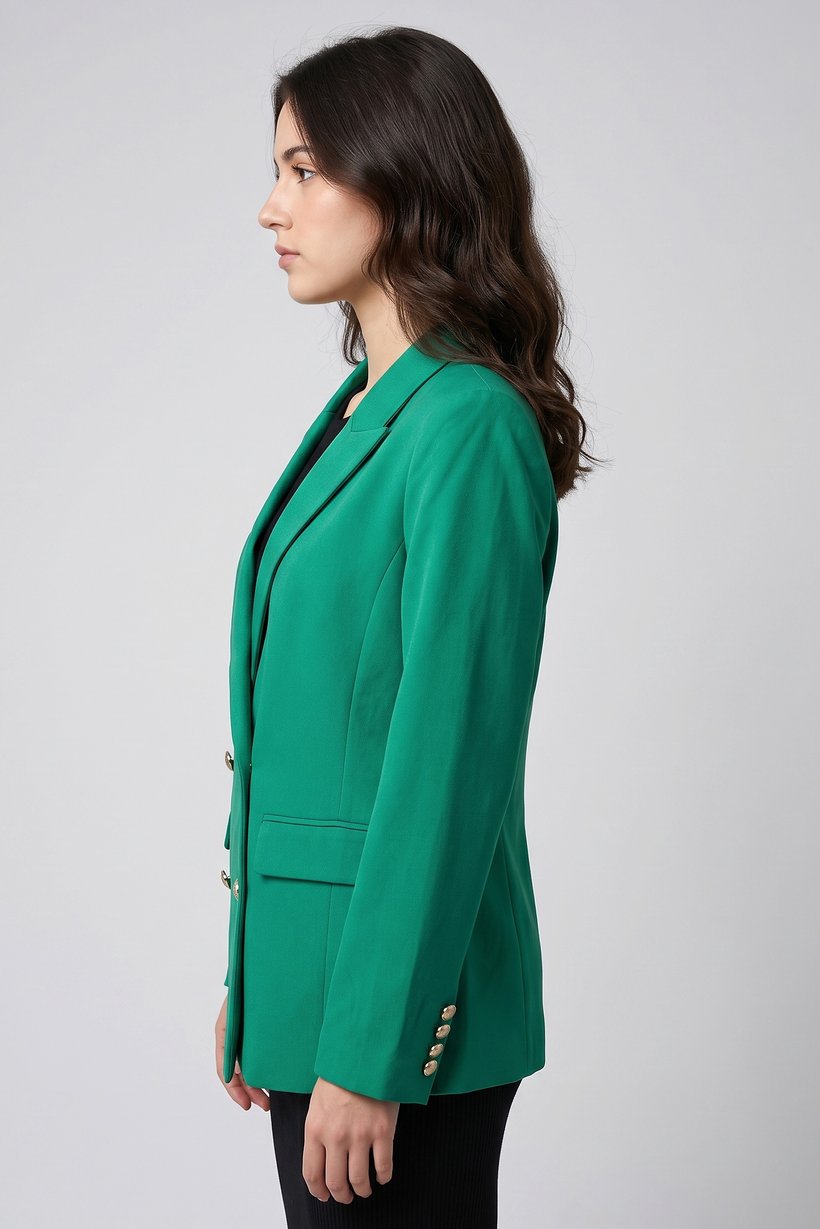 Women Regular Solid Casual Blazer, Green