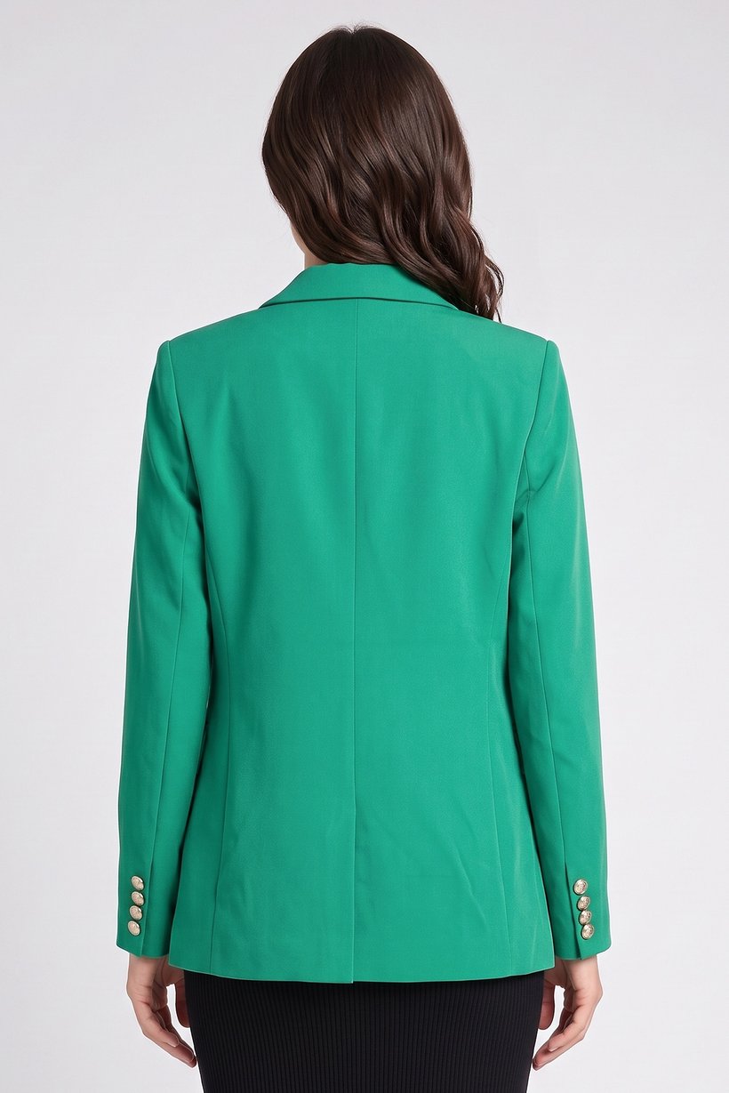 Women Regular Solid Casual Blazer, Green