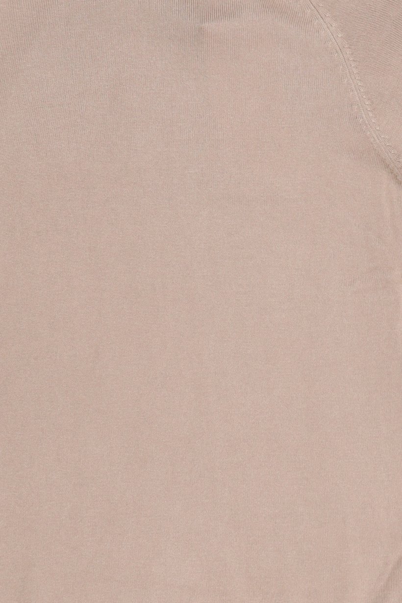 Women Monk Neck Knitted Sweater, Tan