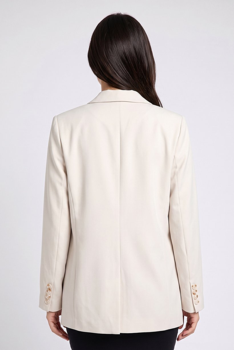 Women Regular Fit Solid Casual Blazer, Cream