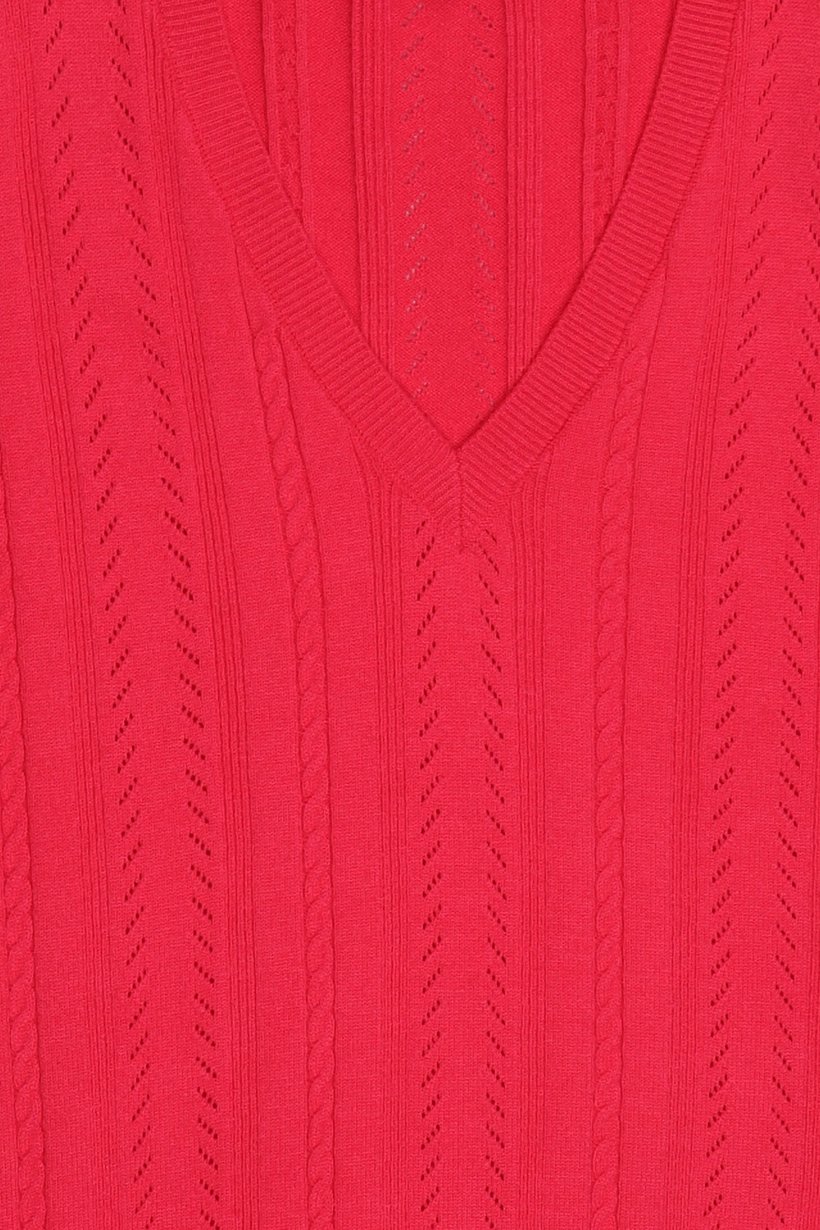 Women V-Neck Kitted Sweater, Fuchsia