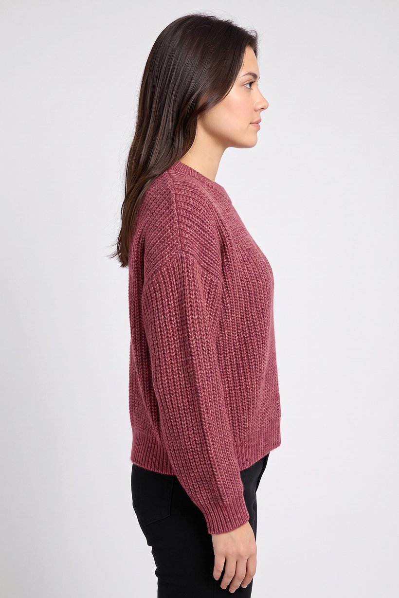 Women Crew Neck Knitted Sweater, Multicolor