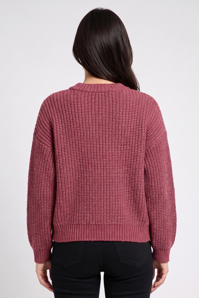 Women Crew Neck Knitted Sweater, Multicolor