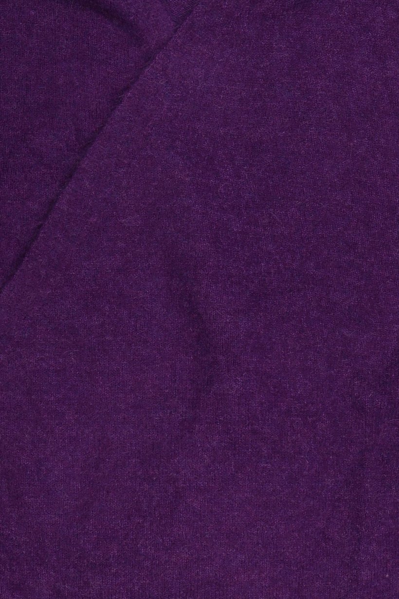 Women Curve Split Neck Plain Wrap Cardigan, Purple