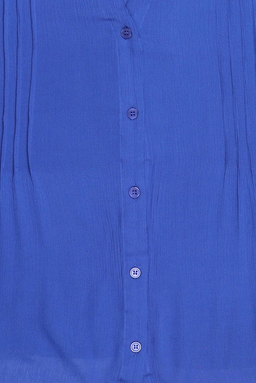 Women V-Neck Long Sleeve Textured Blouse, Blue