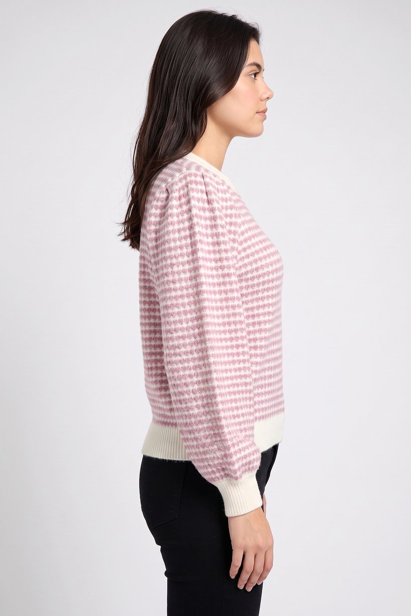 Women Crew Neck Knitted Sweater, Multicolor