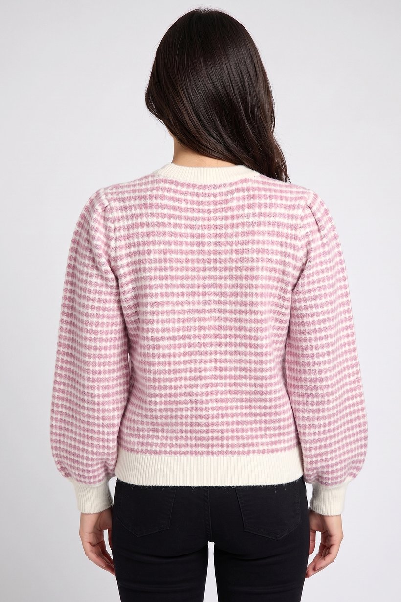 Women Crew Neck Knitted Sweater, Multicolor