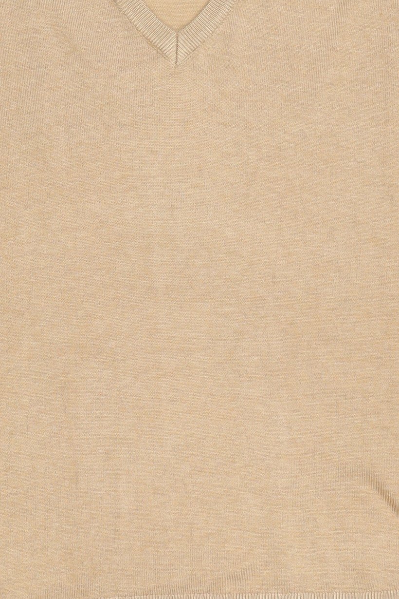 Women V-Neck Textured Sweater, Tan
