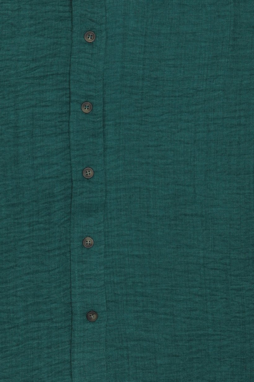 Women Regular Fit Plain Long Sleeve Shirt, Deep Green