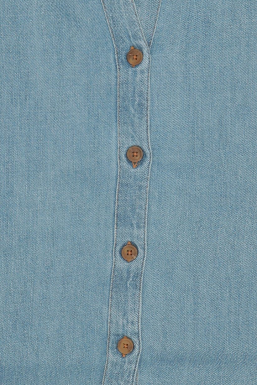 Women Regular Fit Washed 3/4 Sleeve Shirt, Light Blue