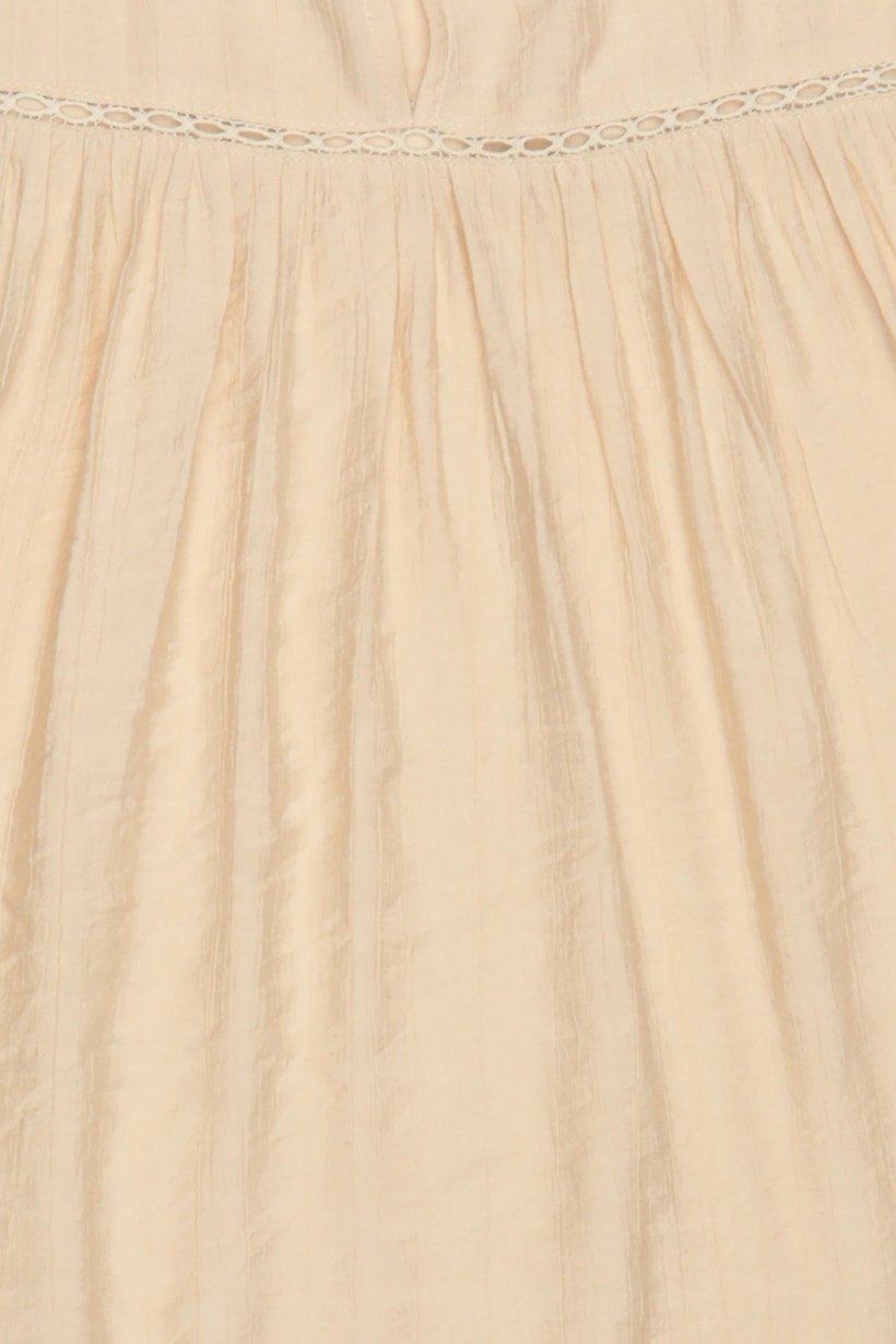 Women V- Neck Long Sleeve Textured Blouse, Beige