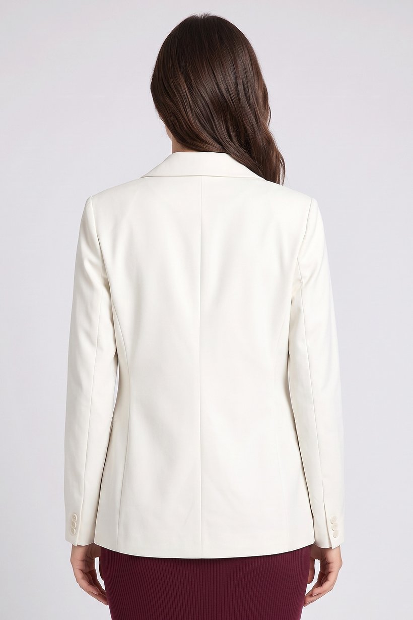 Women Regular Fit Plain Casual Blazer, Off White