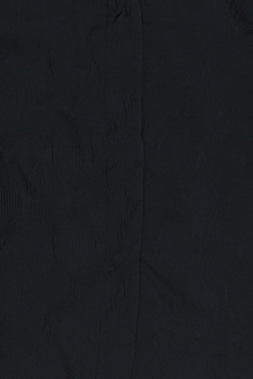 Women Round Neck Puffed Sleeve Textured Shirt, Black