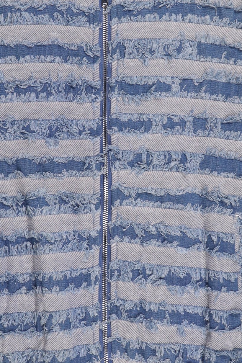 Women Textured Denim Jacket, Washed Blue